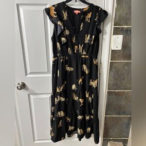 THML Black Dress with Gold Animal Print